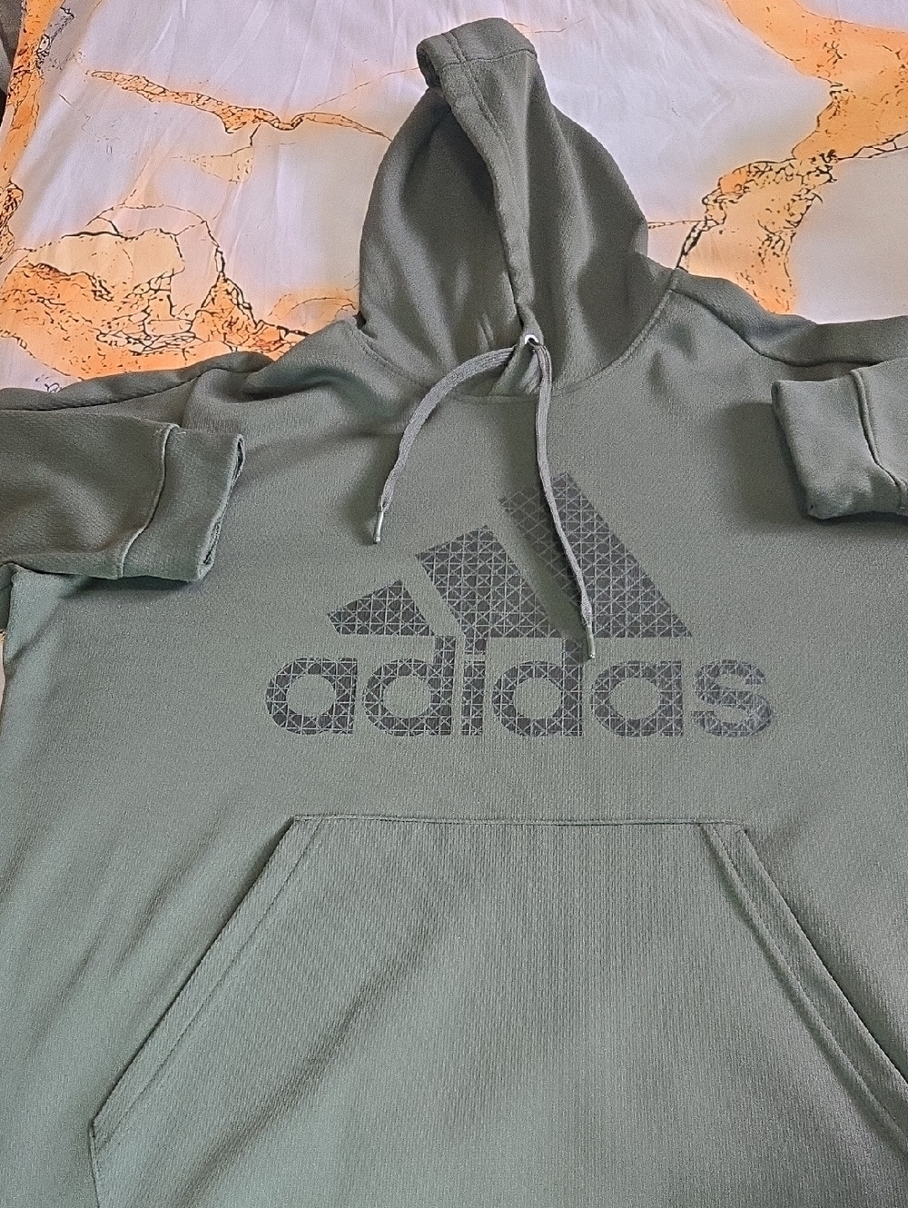 adidas Olive Green Pullover Hoodie with Logo